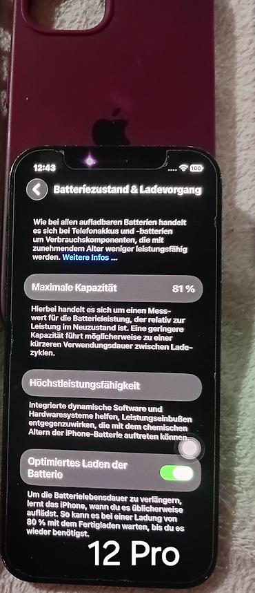 Apple iPhone: Ipohne 12 pro Rom: 128GB Bat: 81% Iphone 12 pro max Rom: 256GB Bat — 12