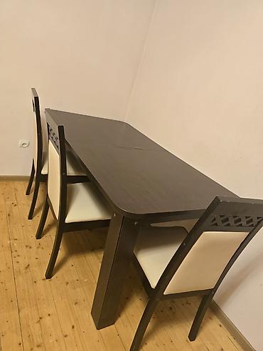 sekretar sto: Qonaq otağı üçün, İşlənmiş, Açılan, Dördbucaq masa, 6 stul — 2