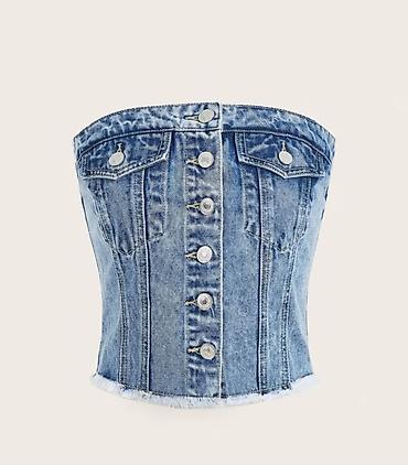 platforme cipele: Moderan ženski top od teksasa u svetloplavoj, denim nijansi. Model je — 1