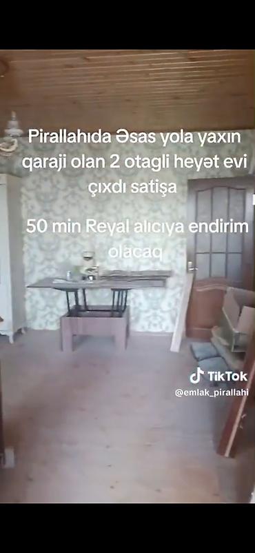 Həyət evləri və villaların satışı: Pirallahıda əsas yola yaxın yerləşən 2 otaqlı həyət evi. Həyətdə qaraj — 7