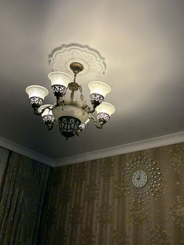 asma tavan modelleri: Çılçıraq, 6 lampa, Metal