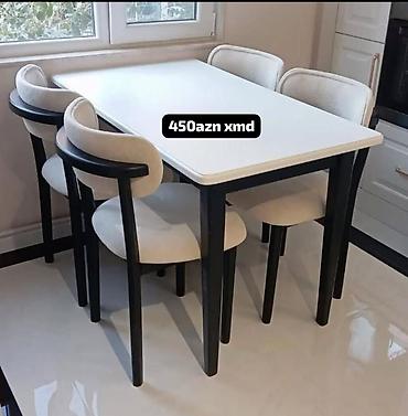 Mətbəx/qonaq otağı üçün masa və 4 ədəd stul dəsti. - Masa: düzbucaqlı
