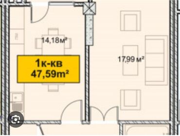 Продажа квартир: 1 комната, 47 м², Элитка, 6 этаж, ПСО (под самоотделку)