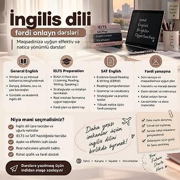 3 ayliq ingilis dili kurslari: Xarici dil kursu, İngilis dili, Böyüklər üçün, Uşaqlar üçün, Danışıq klubu, IELTS/TOEFL, Daşıyıcı ilə — 1