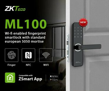 Дверные замки: ZKTeco ML100 ağıllı qapı kilidi - Wi‑Fi dəstəkləyən barmaq izi smart