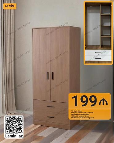 Mebel: İki qapılı dolab - Ölçülər: dərinlik 47 sm × hündürlük 200 sm × en 90 — 1