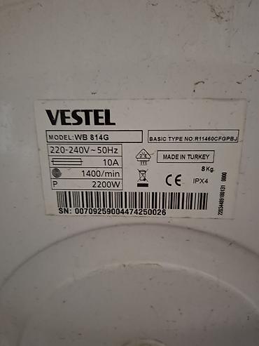 Məişət texnikası: Vestel paltaryuyan maşın – Model: WB 814G - Yük tutumu: 8 kq - Sıxma — 2