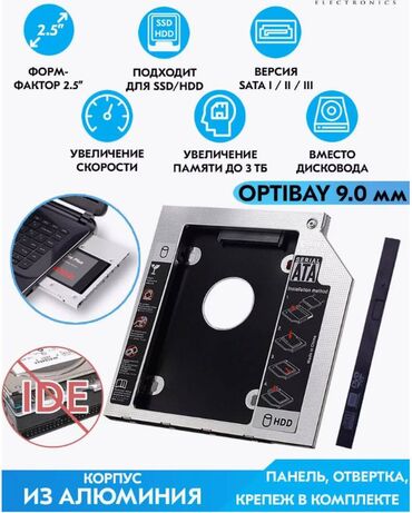 переходник для hdd: Second HDD Caddy Optibay Переходник вместо дисковода DVD ноутбука