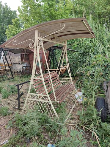 Садовые качели: Садовые качели Металл, Со спинкой, С крышей — 24