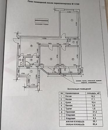 18: 2 комнаты, 80 м², Аламедин-1 мкр Индивидуалка, 7 этаж, Косметический ремонт — 9
