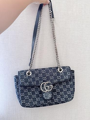gucci guilty: Сумка Gucci GG Marmont Small из денима - Материал: плотный синий — 2