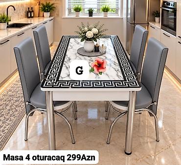 Mətbəx/dining dəsti – masa və 4 ədəd oturacaq - Dizayn: mərmər lalafo.az -da Mətbəx/dining dəsti – masa və 4 ədəd oturacaq - Dizayn: mərmər