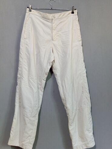 Women's Pants: Ağ rəngli düz kəsimli şalvar - Rəng: krem/ağ - Model: klassik, düz