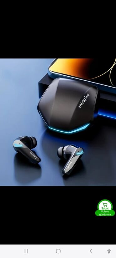 Qulaqcıqlar: Yeni Simsiz (Bluetooth) Qulaqcıqlar, Lenovo, rəng - Qara