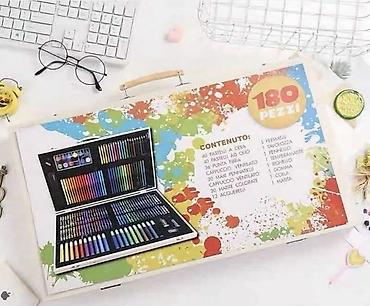 priroda slike za crtanje: 10. Set za CRTANJE u drvenom koferu 180 DELOVA Cena 3299 dinara — 1