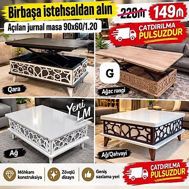 Açılan jurnal masa – 90×60/120 sm - Transformasiya olunan mexanizm