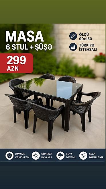 ev tipi çadır: Masa Dəsti – 299 AZN ✅ Qiymət: 299 AZN ✅ 90×150 sm masa ✅ 6 ədəd stul — 1