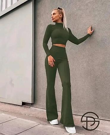 timeout brand: Dvodijelni ženski komplet – crop top i pantalone zvoncarice - Gornji — 3