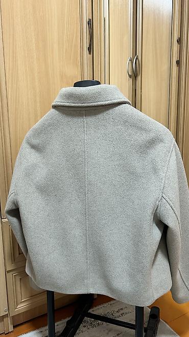 veste lana: Женская укороченная куртка из шерстяной ткани (серо-бежевый меланж) В — 2