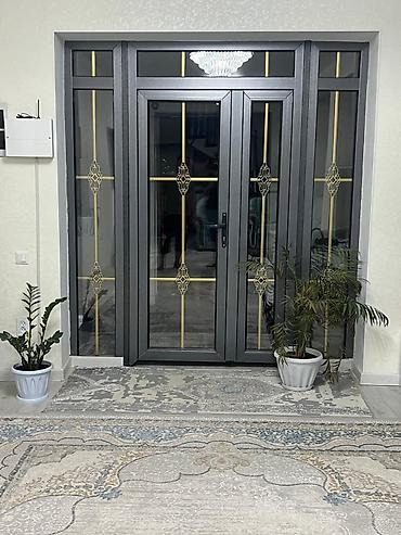 Двери для домов и квартир, Одностворчатая, Со стеклом, цвет - Серый
