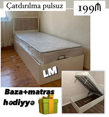 Ev üçün mebel: Tək nəfərlik çarpayı – baza ilə - Açar mexanizmalı qaldırılan baza — 1