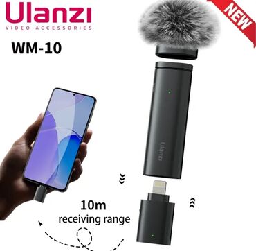 Mikrofonlar: Ulanzi WM10 ses micrafonu 10m mesafe Teze qutuda Orginal meshuldu