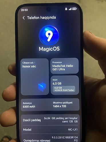 oppo 12 pro: Honor X6c, 128 GB, rəng - Qara, Sensor — 5