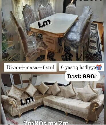 Çarpayılar: Divan + Masa dəsti Sifarişlə hazırlanır. Dəst şəkildə : 980₼ Divan 