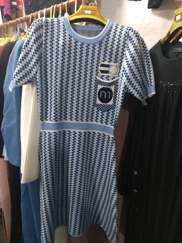платье резинка трикотаж: S (EU 36), M (EU 38), цвет - Голубой