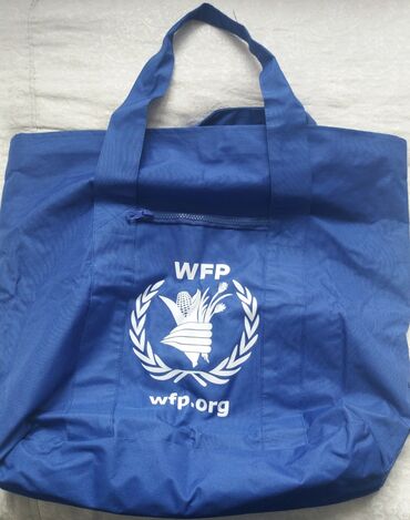 сумка большая: Синяя большая сумка WFP, пляжная сумка. Размер 45х35 см. Сумка