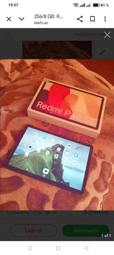 Modemlər və şəbəkə avadanlıqları: Yeni Xiaomi Redmi Pad SE, 14", 256 GB, Ödənişli çatdırılma