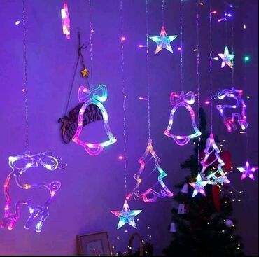 Praznična dekoracija: Led zavese sa raznim visecim oblicima, duzina 3m, cena 3300 — 8