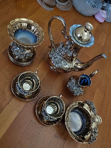 Qab-qacaq və mətbəx ləvazimatları: Çay dəsti, rəng - Qızılı, Keramika — 3