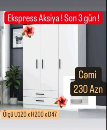 embawood mebel: Qarderob, paltar dolabı, Yeni, 3 qapılı, Açılan, Düz dolab, Azərbaycan