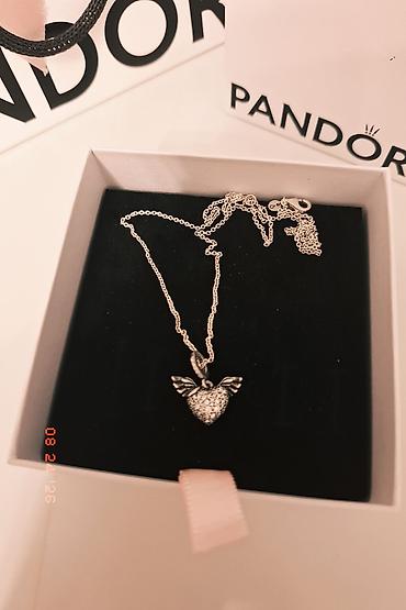 Kulonlar: Pandora gümüş boyunbağı – ürək və qanad fiqurlu kulon. Originaldi - — 2