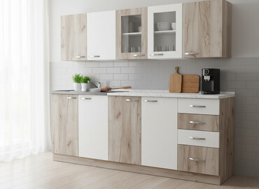 Kuhinjski nameštaj: Kuhinja od iverice 2m sa prohromskim limom i radnom plocom. Moze se na lalafo.rs — 1 Kuhinjski nameštaj: Kuhinja od iverice 2m sa prohromskim limom i radnom plocom. Moze se — 1