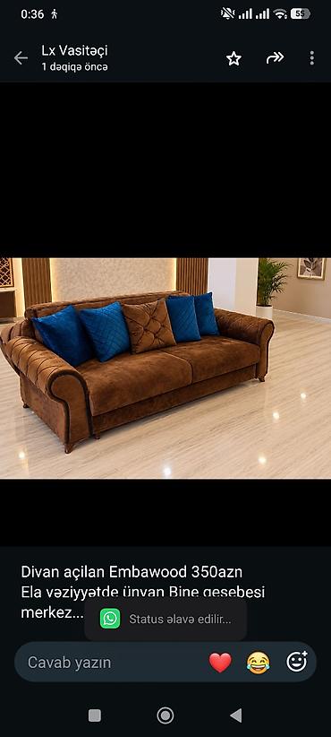 Divan açilan Embawood 350azn Ela vəziyyətde ünvan Bine qesebesi merkez