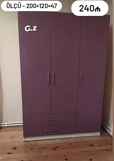 skamya sekilleri: Üç qapılı paltar şkafı - Rəng: bənövşəyi - Ölçü: 200 × 120 × 47 sm — 1