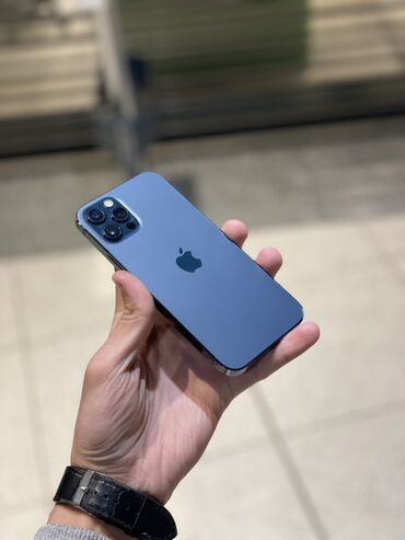 iphonelər: IPhone 12 Pro, 256 GB, Pacific Blue, Zəmanət, Simsiz şarj, Face ID