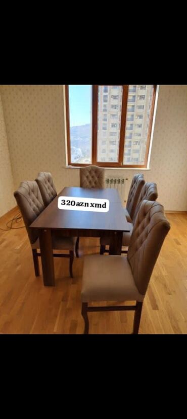Masa və oturacaq dəstləri: Qonaq otağı üçün, Yeni, Açılmayan, Dördbucaq masa, 6 stul -da lalafo.az — 6 Masa və oturacaq dəstləri: Qonaq otağı üçün, Yeni, Açılmayan, Dördbucaq masa, 6 stul — 6