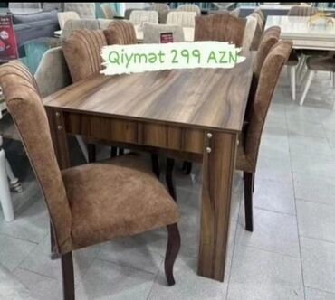 stol dtul: Qonaq otağı üçün, Yeni, Açılmayan, Dördbucaq masa, 6 stul, Azərbaycan