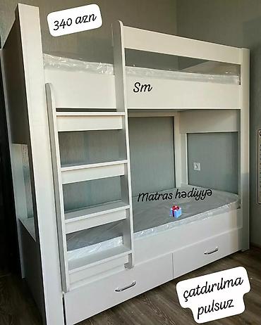 stil mebel: Oğlan və qız üçün, Yeni, Çarpayı, Matras ilə, Siyirməli, Laminat — 2