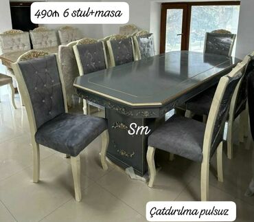 Masa və oturacaq dəstləri: Dördbucaq masa, 6 stul -da lalafo.az — 25 Masa və oturacaq dəstləri: Dördbucaq masa, 6 stul — 25