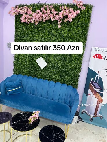 salon əşyaları: Divan 3 ay öncə 500 aznə alınıb divarın rənginə uyğun gəlmədiyi üçün