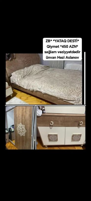 Ev üçün digər mallar: ZB* *YATAQ DESTİ* Qiymət *450 AZN* sağlam vəziyyətdədir ünvan Həzi