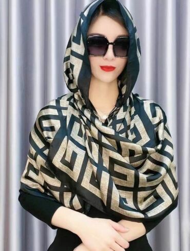 сепочка кумуш: Шелковистый женский платок-шарф с капюшоном - Материал: легкая