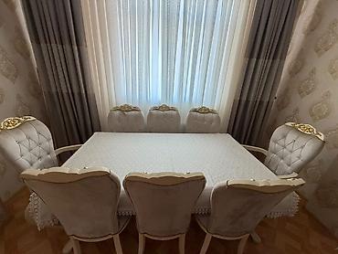 stul uzu: Qonaq otağı üçün, İşlənmiş, Açılmayan, Dördbucaq masa, 8 stul — 1