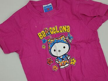 kurtka koszulowa w kratę różowa: T-shirt, 5-6 years, 110-116 cm, condition - Good