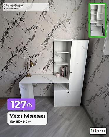 kunc ref: Künc masa, Stulsuz, Polkalı, Siyirməli, Sadə laminat — 1