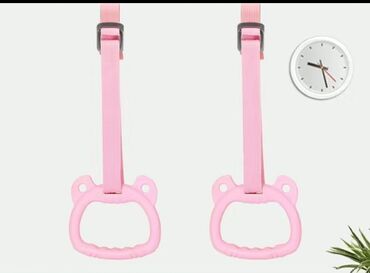 кольца гимнастические: Розовые подвесные кольца *2м, ограничение по весу 100 кг